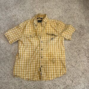 Carhartt Men's Yellow Checkered Button Down Shirt